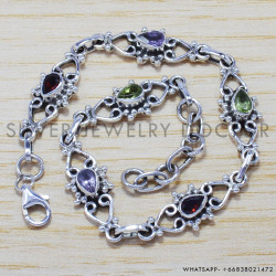 Garnet 925 Sterling Silver Bracelet (SJWBR-156)