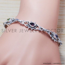 Garnet 925 Sterling Silver Bracelet (SJWBR-156)