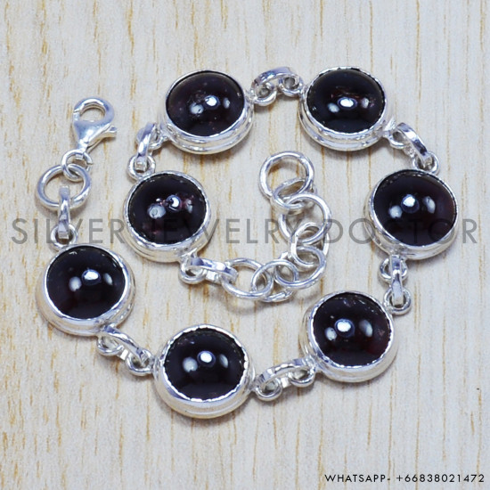 Garnet 925 Sterling Silver Bracelet (SJWBR-16)