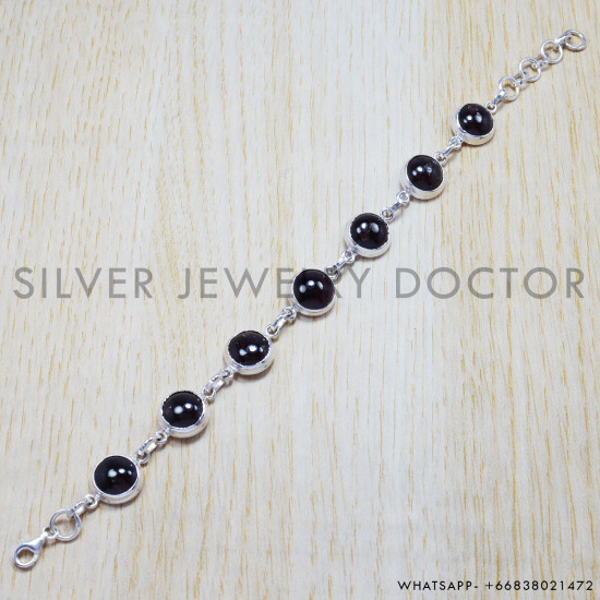 Garnet 925 Sterling Silver Bracelet (SJWBR-16)