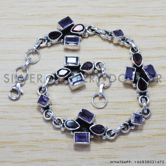 Amethyst 925 Sterling Silver Bracelet (SJWBR-161) Amethyst 925 Sterling Silver Bracelet (SJWBR-161)