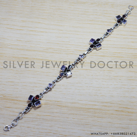 Amethyst 925 Sterling Silver Bracelet (SJWBR-161) Amethyst 925 Sterling Silver Bracelet (SJWBR-161)