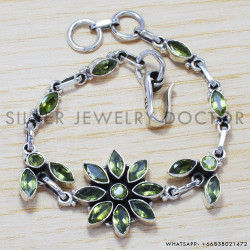 Peridot 925 Sterling Silver Bracelet (SJWBR-162)