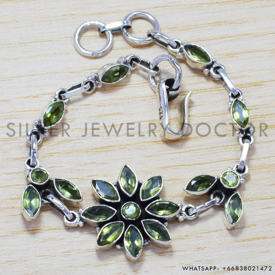 Peridot 925 Sterling Silver Bracelet (SJWBR-162) Peridot 925 Sterling Silver Bracelet (SJWBR-162)