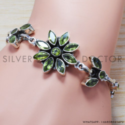 Peridot 925 Sterling Silver Bracelet (SJWBR-162)