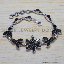 Smoky Quartz 925 Sterling Silver Bracelet (SJWBR-163) Smoky Quartz 925 Sterling Silver Bracelet (SJWBR-163)