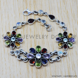 Rainbow Moonstone 925 Sterling Silver Bracelet (SJWBR-168)