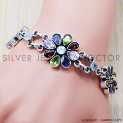 Rainbow Moonstone 925 Sterling Silver Bracelet (SJWBR-168)