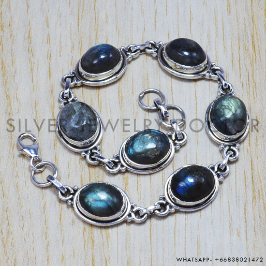Labradorite 925 Sterling Silver Bracelet (SJWBR-17)