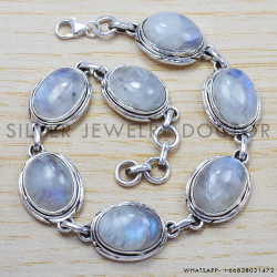 Rainbow Moonstone 925 Sterling Silver Bracelet (SJWBR-178)