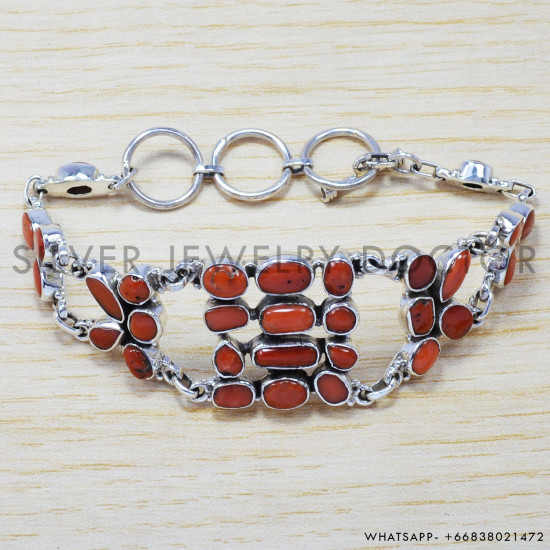 Carnelian 925 Sterling Silver Bracelet (SJWBR-181) Carnelian 925 Sterling Silver Bracelet (SJWBR-181)