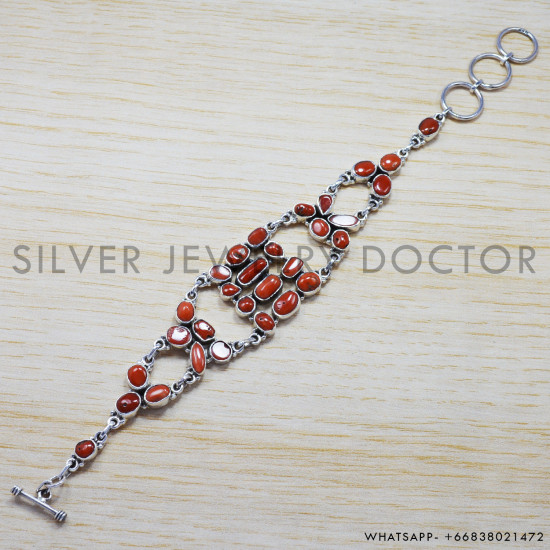 Carnelian 925 Sterling Silver Bracelet (SJWBR-181) Carnelian 925 Sterling Silver Bracelet (SJWBR-181)