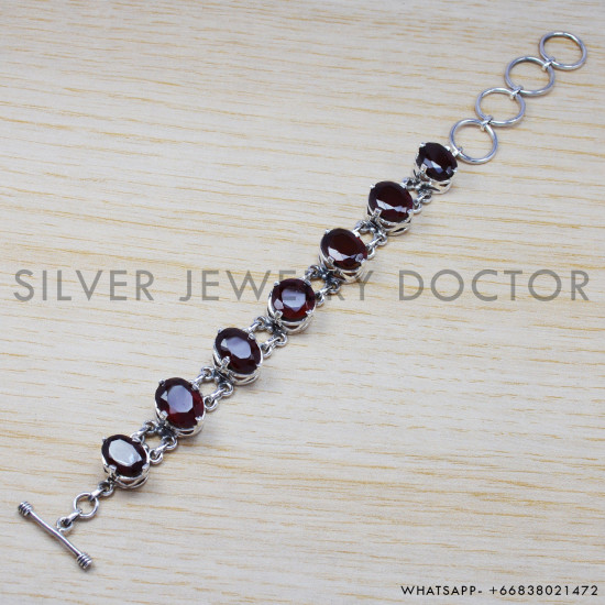 Garnet 925 Sterling Silver Bracelet (SJWBR-188)