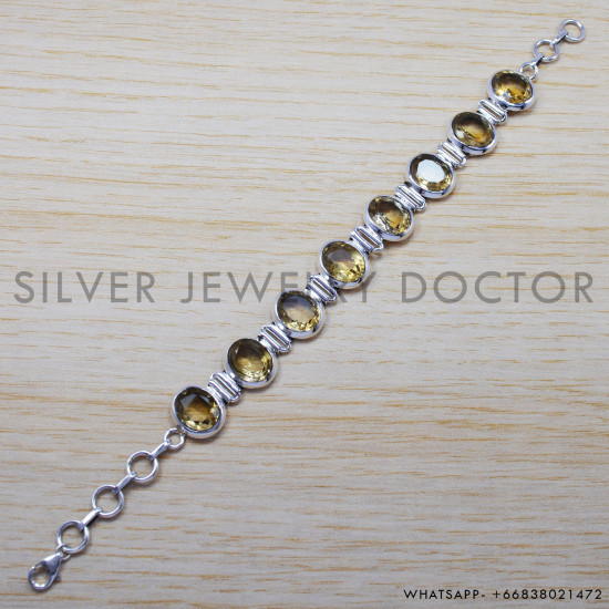 Citrine 925 Sterling Silver Bracelet (SJWBR-193) Citrine 925 Sterling Silver Bracelet (SJWBR-193)