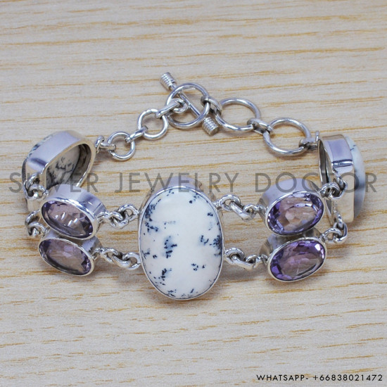 Amethyst 925 Sterling Silver Bracelet (SJWBR-195)
