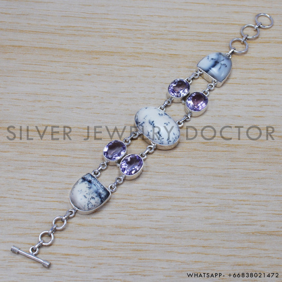 Amethyst 925 Sterling Silver Bracelet (SJWBR-195)