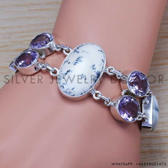 Amethyst 925 Sterling Silver Bracelet (SJWBR-195)