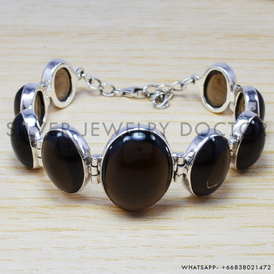 Smoky Quartz 925 Sterling Silver Bracelet (SJWBR-197) Smoky Quartz 925 Sterling Silver Bracelet (SJWBR-197)