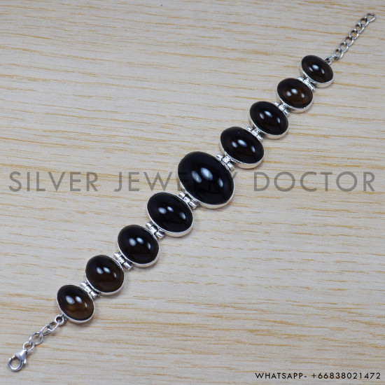 Smoky Quartz 925 Sterling Silver Bracelet (SJWBR-197) Smoky Quartz 925 Sterling Silver Bracelet (SJWBR-197)
