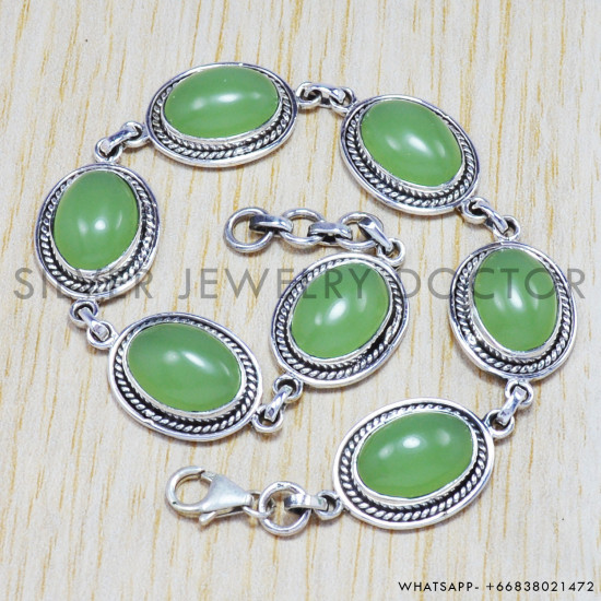 prehnite gemstone 925 sterling silver new fashion jewelry bracelet SJWBR-2