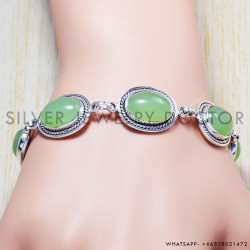 Prehnite 925 Sterling Silver Bracelet (SJWBR-2)