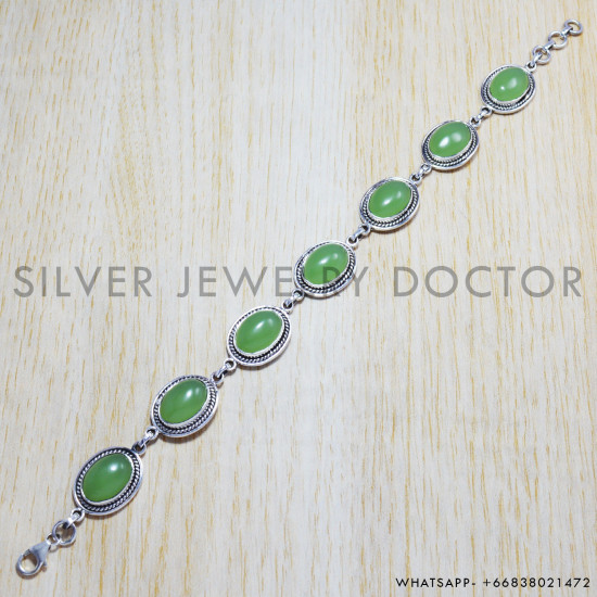 prehnite gemstone 925 sterling silver new fashion jewelry bracelet SJWBR-2