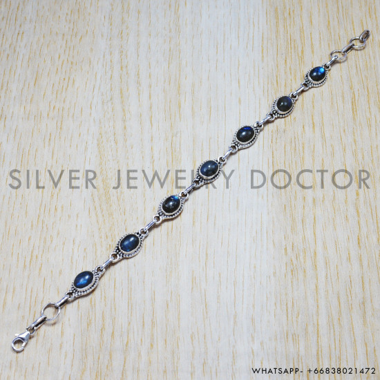 Labradorite 925 Sterling Silver Bracelet (SJWBR-20)