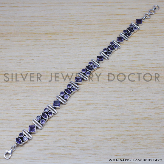 Amethyst 925 Sterling Silver Bracelet (SJWBR-200) Amethyst 925 Sterling Silver Bracelet (SJWBR-200)