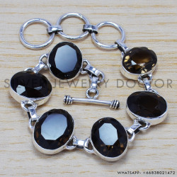 Smoky Quartz 925 Sterling Silver Bracelet (SJWBR-203) Smoky Quartz 925 Sterling Silver Bracelet (SJWBR-203)