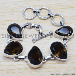Smoky Quartz 925 Sterling Silver Bracelet (SJWBR-206) Smoky Quartz 925 Sterling Silver Bracelet (SJWBR-206)