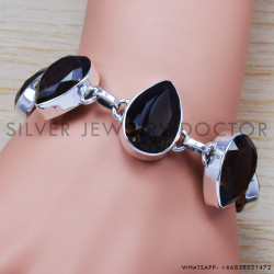 Smoky Quartz 925 Sterling Silver Bracelet (SJWBR-206)