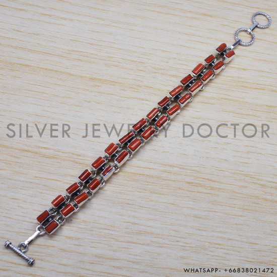 Carnelian 925 Sterling Silver Bracelet (SJWBR-207) Carnelian 925 Sterling Silver Bracelet (SJWBR-207)
