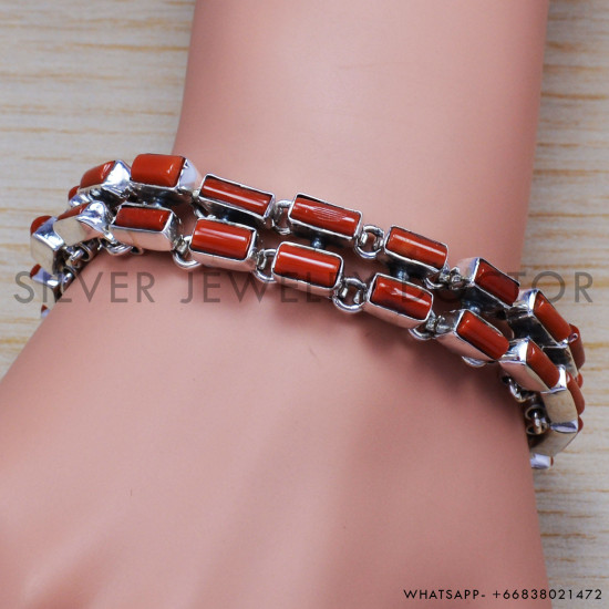Carnelian 925 Sterling Silver Bracelet (SJWBR-207) Carnelian 925 Sterling Silver Bracelet (SJWBR-207)