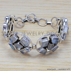 Rainbow Moonstone 925 Sterling Silver Bracelet (SJWBR-211)