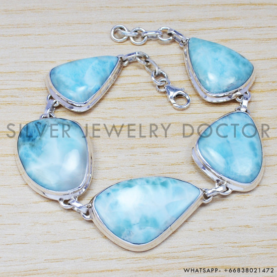Larimar 925 Sterling Silver Bracelet (SJWBR-215) Larimar 925 Sterling Silver Bracelet (SJWBR-215)