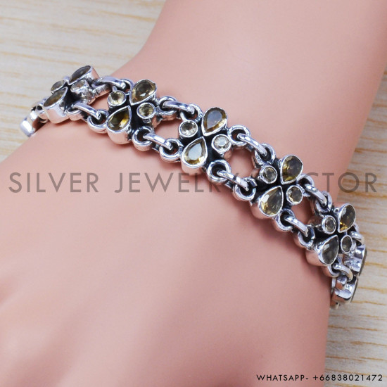 Citrine 925 Sterling Silver Bracelet (SJWBR-217) Citrine 925 Sterling Silver Bracelet (SJWBR-217)