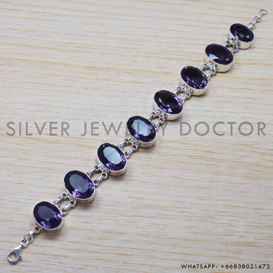 Amethyst 925 Sterling Silver Bracelet (SJWBR-222) Amethyst 925 Sterling Silver Bracelet (SJWBR-222)