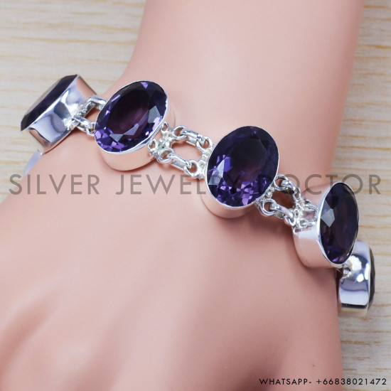 Amethyst 925 Sterling Silver Bracelet (SJWBR-222) Amethyst 925 Sterling Silver Bracelet (SJWBR-222)