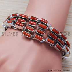 Carnelian 925 Sterling Silver Bracelet (SJWBR-225)