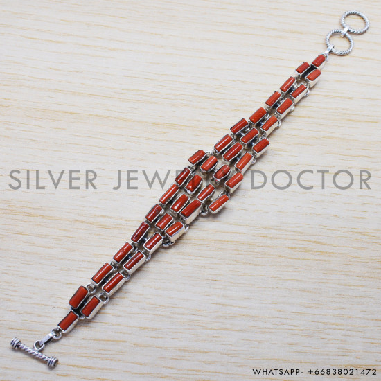 Carnelian 925 Sterling Silver Bracelet (SJWBR-225) Carnelian 925 Sterling Silver Bracelet (SJWBR-225)