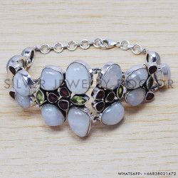Rainbow Moonstone 925 Sterling Silver Bracelet (SJWBR-226)