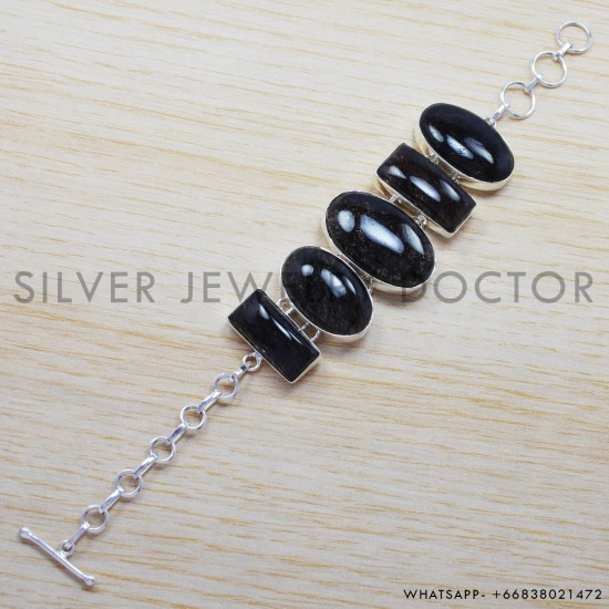 Black Onyx 925 Sterling Silver Bracelet (SJWBR-228) Black Onyx 925 Sterling Silver Bracelet (SJWBR-228)