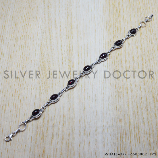 Garnet 925 Sterling Silver Bracelet (SJWBR-23)