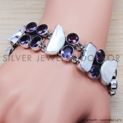 Amethyst 925 Sterling Silver Bracelet (SJWBR-230)