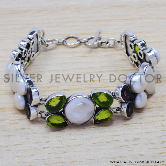 Pearl 925 Sterling Silver Bracelet (SJWBR-236) Pearl 925 Sterling Silver Bracelet (SJWBR-236)