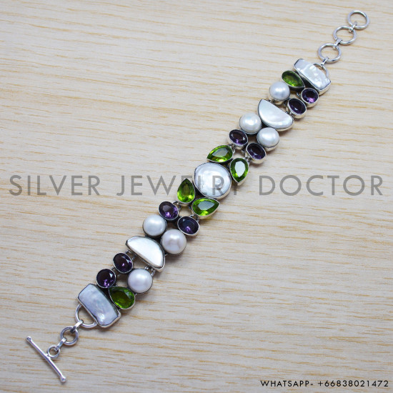 Pearl 925 Sterling Silver Bracelet (SJWBR-236) Pearl 925 Sterling Silver Bracelet (SJWBR-236)