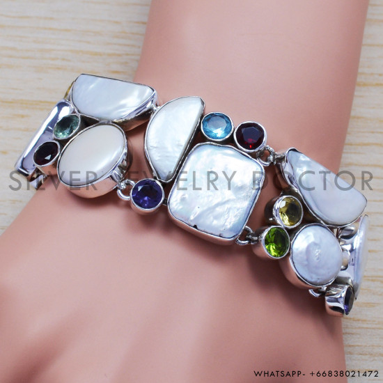 Pearl 925 Sterling Silver Bracelet (SJWBR-238) Pearl 925 Sterling Silver Bracelet (SJWBR-238)