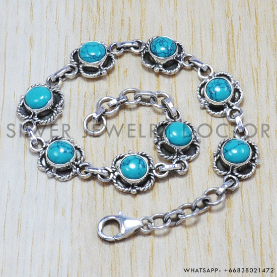 Turquoise 925 Sterling Silver Bracelet (SJWBR-24)