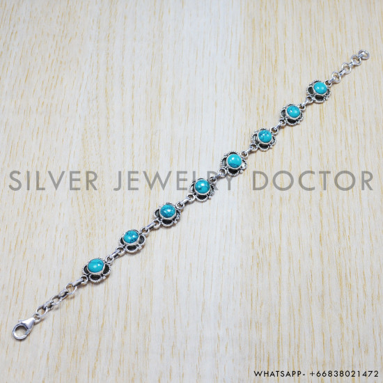 Turquoise 925 Sterling Silver Bracelet (SJWBR-24)