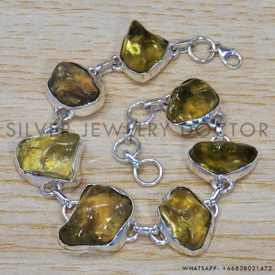 Green Amethyst 925 Sterling Silver Bracelet (SJWBR-249) Green Amethyst 925 Sterling Silver Bracelet (SJWBR-249)